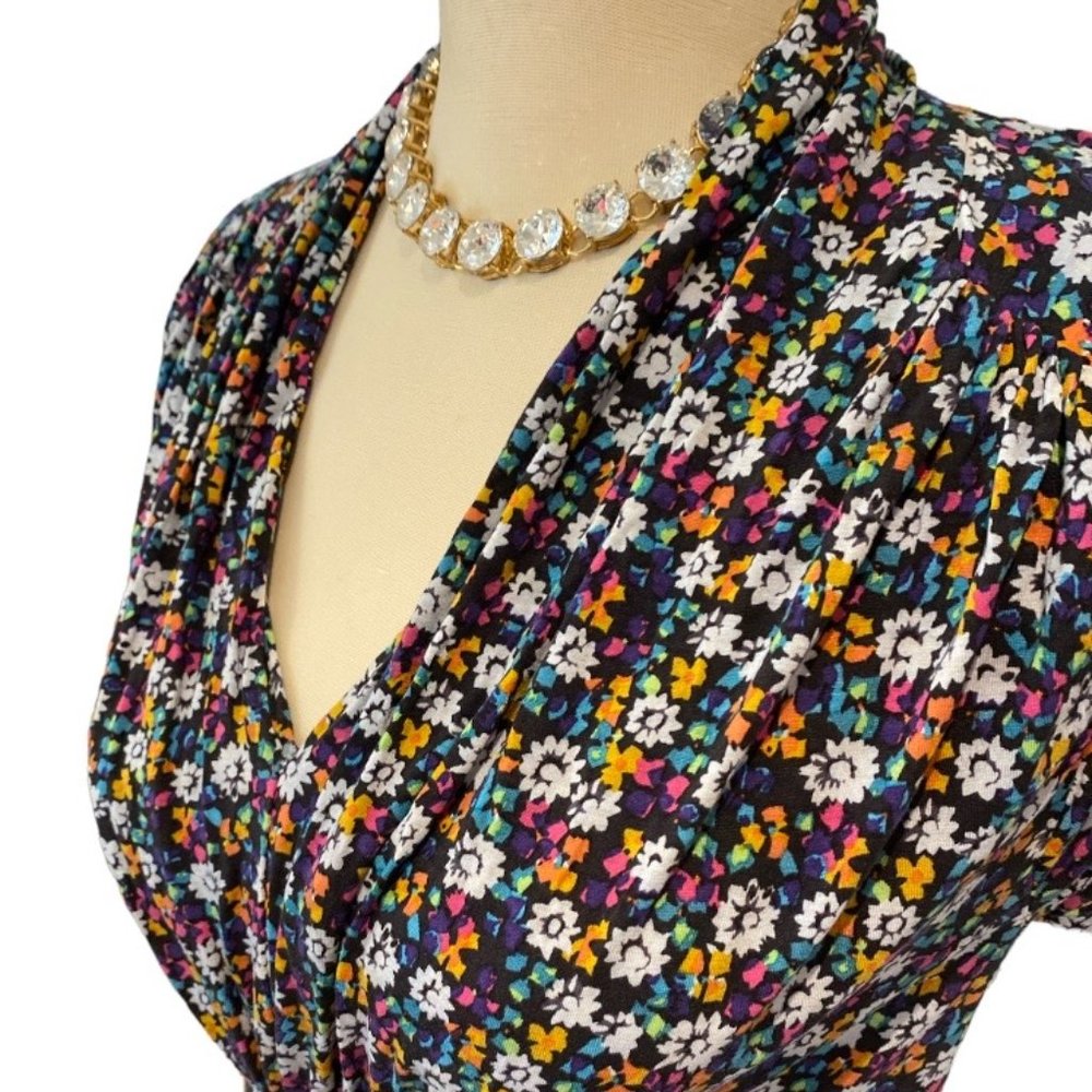 French Connection Dress Sz 10 Floral Stretchy Summer V Neck